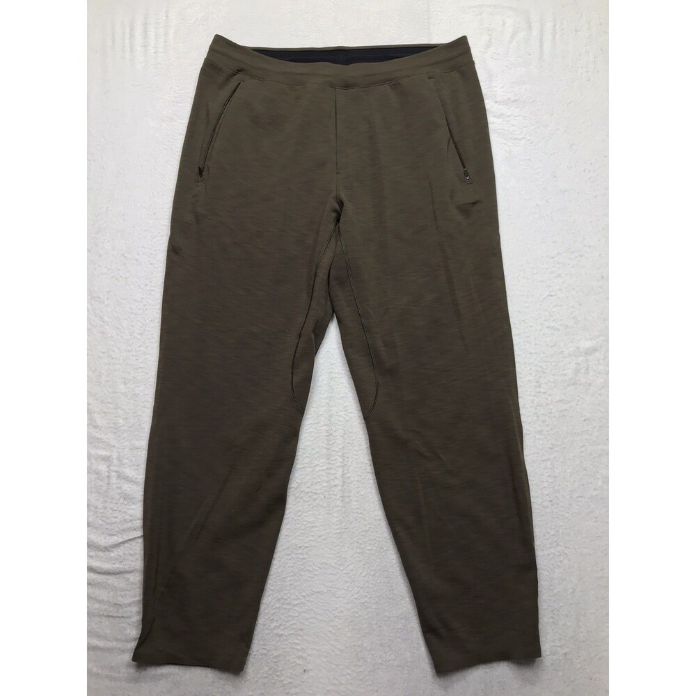 LULULEMON Balancer Pant Jogger Men XL (34x28) Heathered Dark Olive Zip Pockets